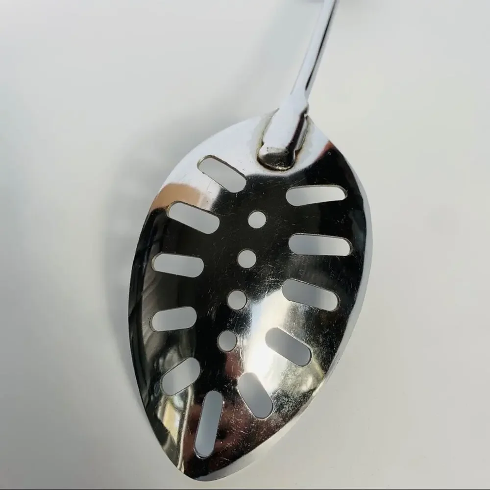 Vintage Foley Chrome Plated Slotted Serving Spoon